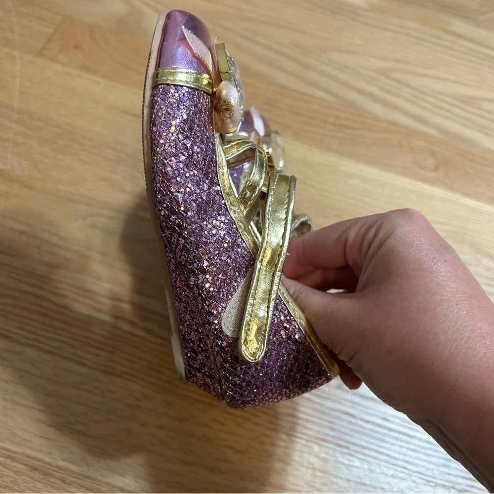 Disney Rapunzel Dress Shoes Sz 9/10 Girls Kids Pink Princess Gold